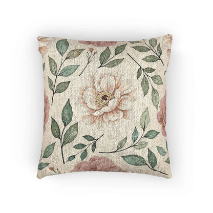 Vintage Floral Woven Pillow | Tapestry Rose Leaf Throw Pillow