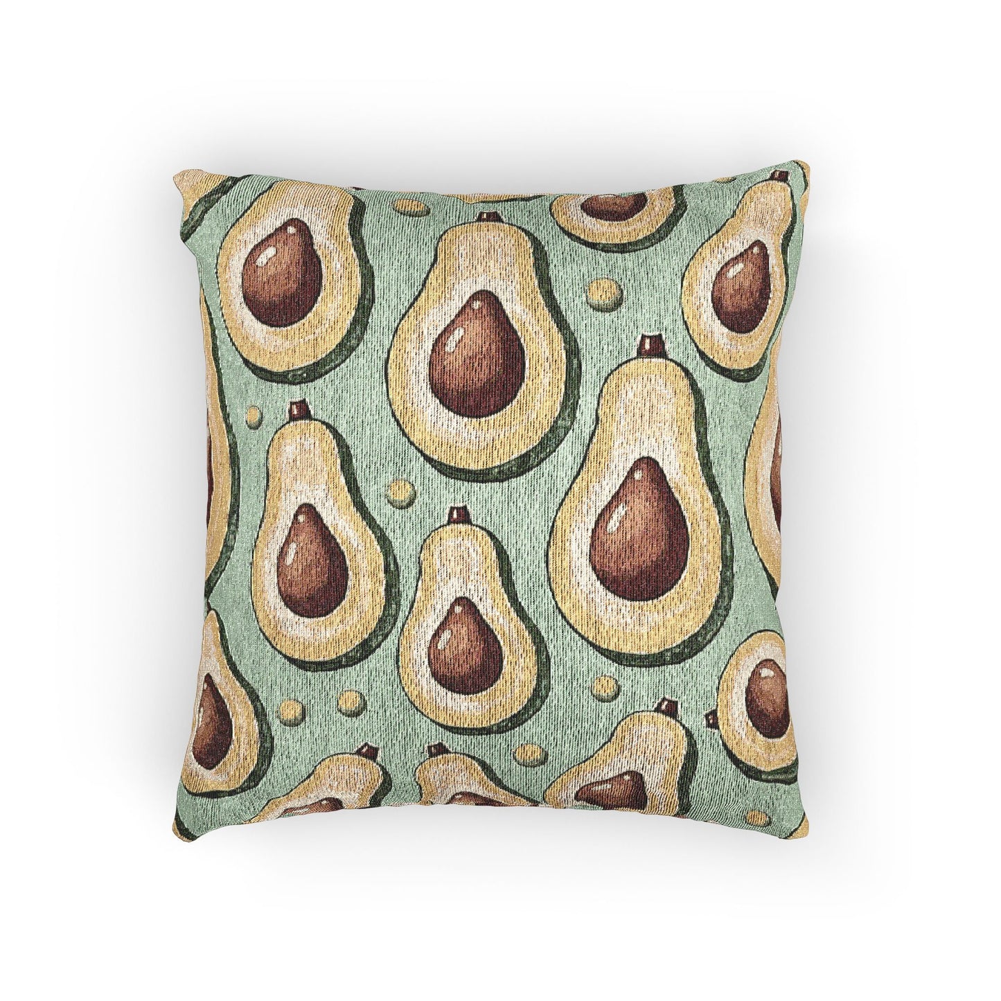 Avocado Pattern Woven Pillow — Retro Green Kitchen Decorative Throw Pillow