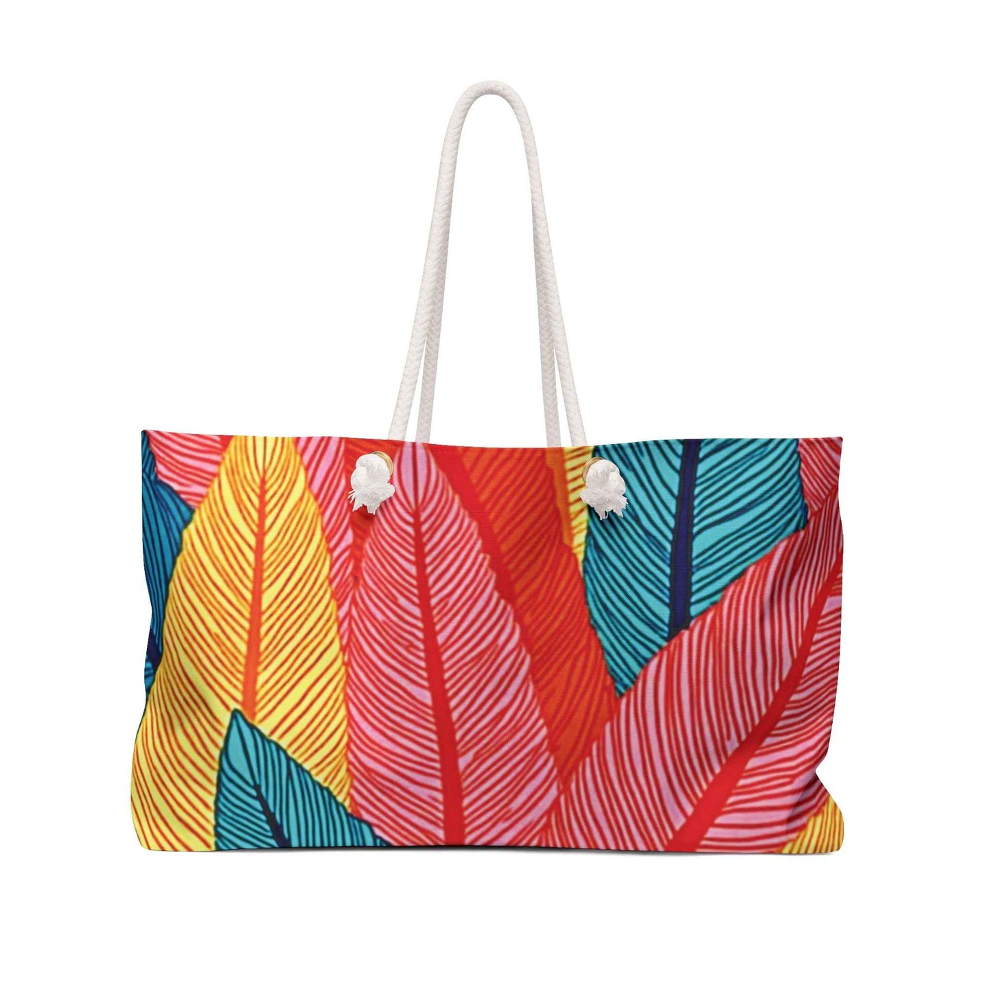 Colorful Tropical Feather Weekender Bag | Beach Travel Tote | Large Tote Large | mom baby essentials bag | mom baby bag