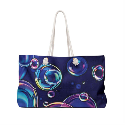 Colorful Soap Bubbles Weekender Bag | Vibrant Bubble Print Large Tote Bag