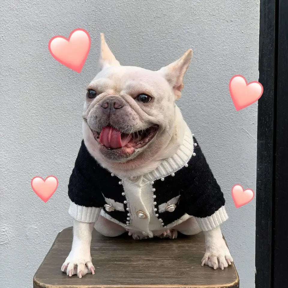 Coco Chewnel Pearl Cardigan Dog Sweater | Button Up Dog Sweater