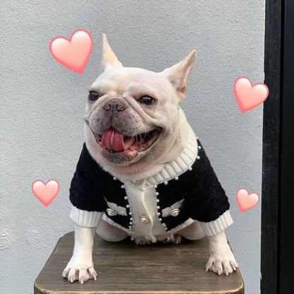 Coco Chewnel Pearl Cardigan Dog Sweater | Button Up Dog Sweater