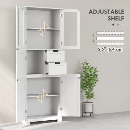 Floor Bathroom Storage Cabinet, Tall Bathroom Cabinet with Adjustable Shelves, for Kitchen, Living Room, White