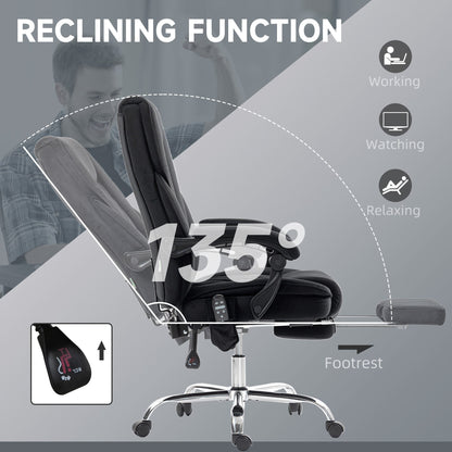 Massage Office Chair, Reclining Computer Chair with Adjustable Height and Footrest, Black