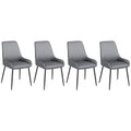Blake Vegan Leather Modern Dining Chairs with Diamond Tufting-Set of 4-Grey