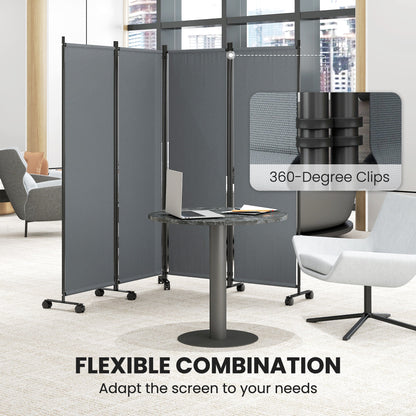 Folding Room Divider, Privacy Screen for Home Office Bedroom, 5.6FT Tall, Dark Grey