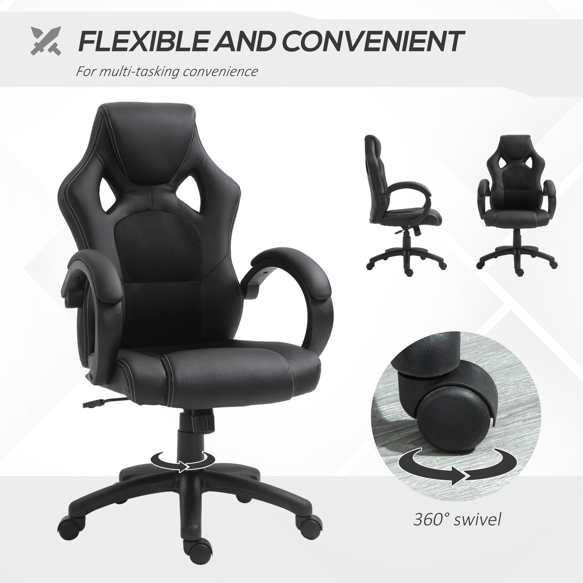 Racing Gaming Chair Office Chair Computer Desk Gamer Chair with Swivel Wheels, Padded Headrest, Tilt Function, Red