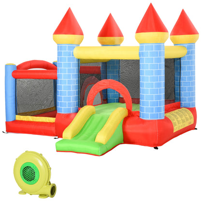 9.2 x 9.5FT Bounce House, 4 in 1 Inflatable Bouncy Castle for Kids With Trampoline, Slide, Water Pool, Basket, Blower