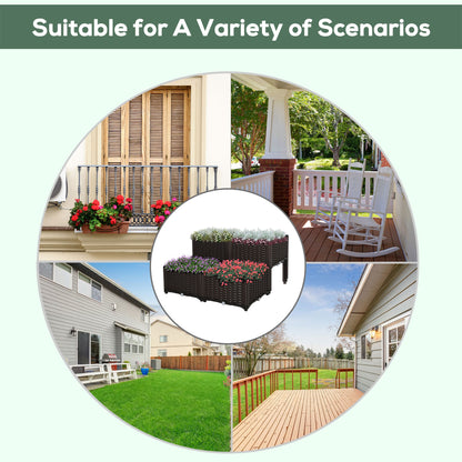 1 Piece Raised Garden Bed PP Raised Flower Bed Vegetable Herb Grow Box Stand Brown