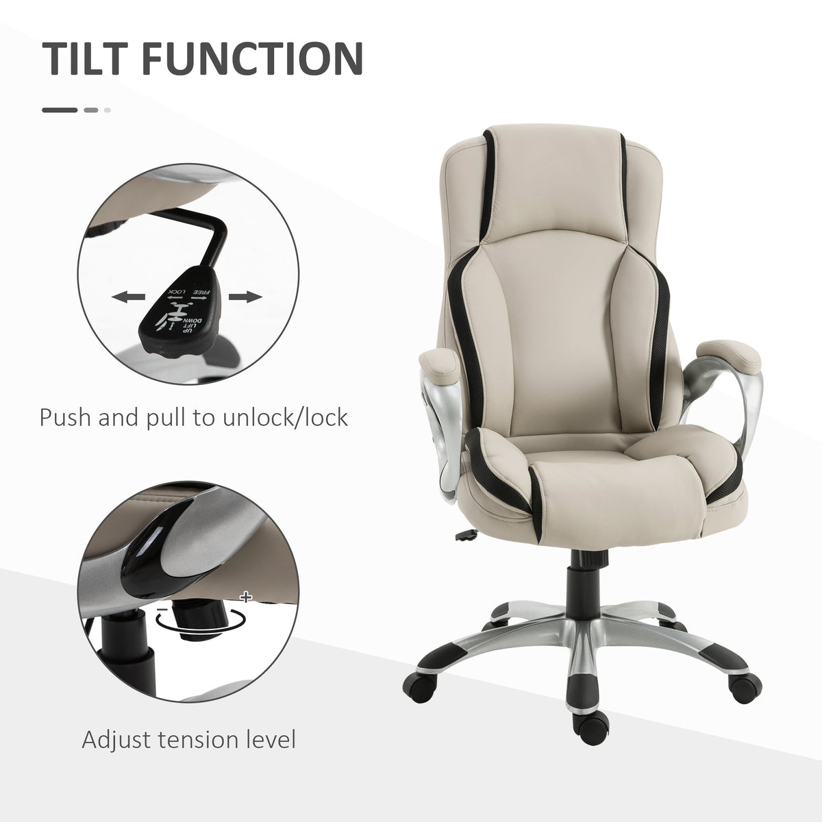 Fisher Ergonomic Executive Office Chair-Beige/Black