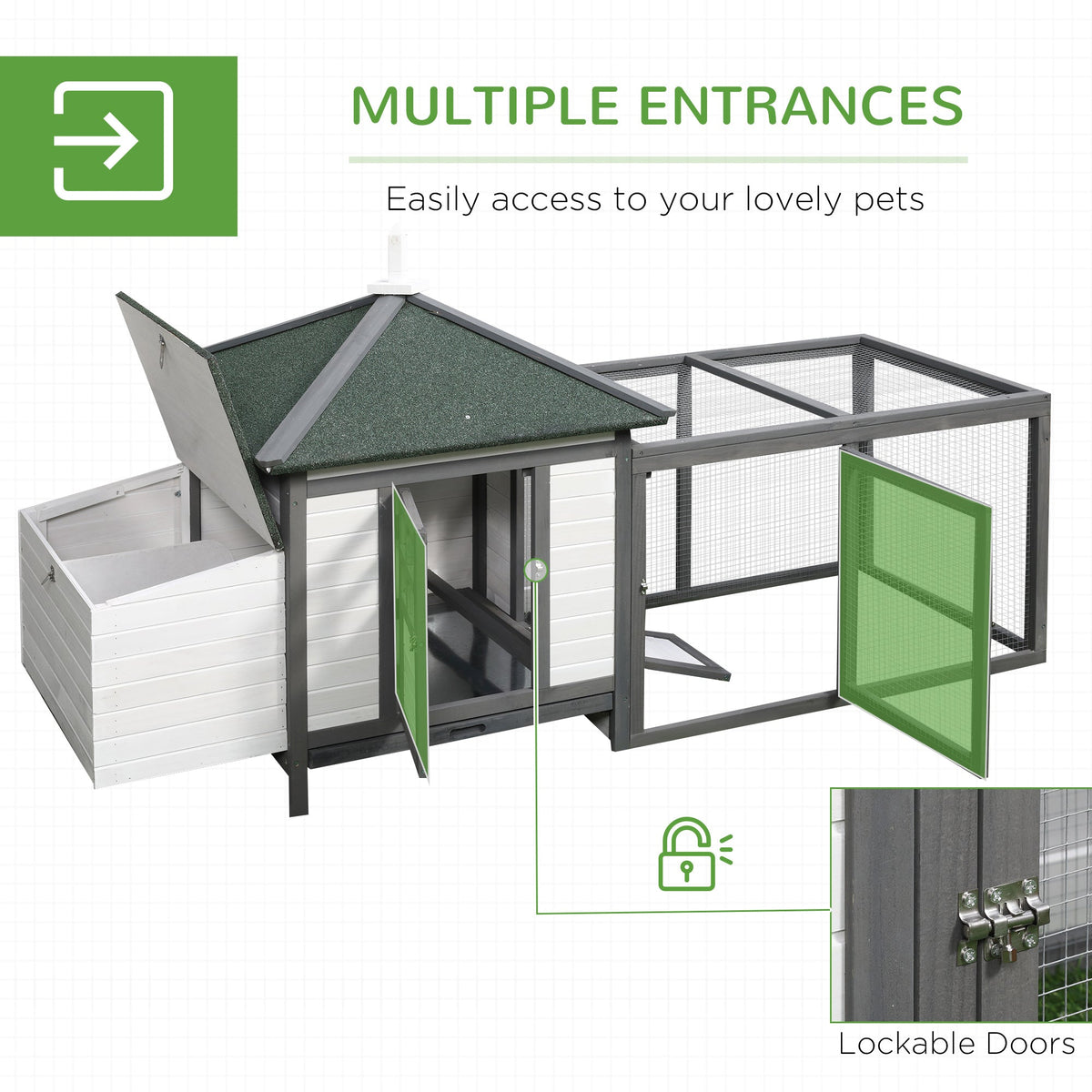 77" Chicken Coop Hen House Rabbit Hutch Poultry Cage Pen Outdoor Backyard with Nesting Box Run Natural