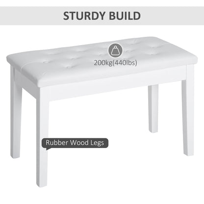 30" Piano Bench with Padded Cushion and Storage, Faux Leather Keyboard Bench with Solid Wood Legs, Black
