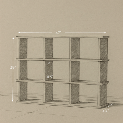 Nine cube bookshelf in walnut