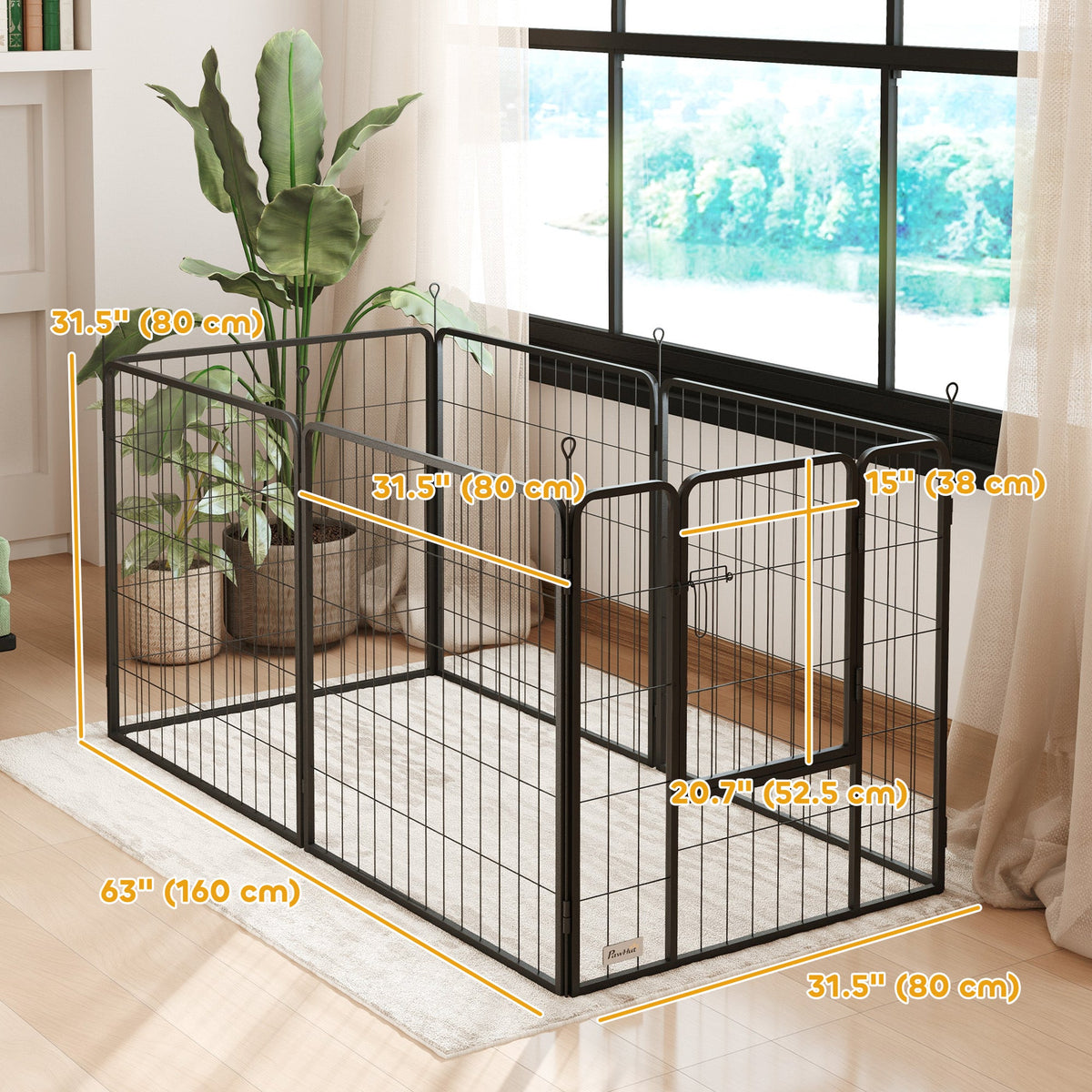 Heavy Duty Dog Playpen with Door for Small Dogs, 6 Panels, 23.5"H