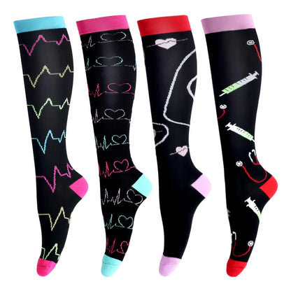 LEOSTEP Compression Socks for Women & Men Circulation Long Stockings Support for Nurses Pregnant Hiking Riding Running