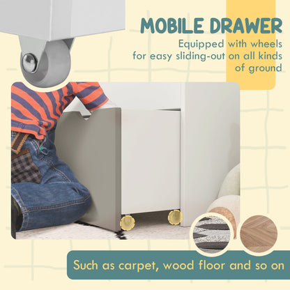 Kids Bookshelf with 3 Tier Display Shelves, Drawer for Nursery, Grey
