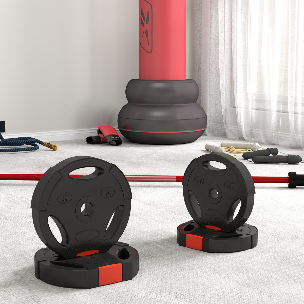 1-Inch Weight Plates, Barbell Weights Set for Weightlifting and Strength Training, 2 x 11lbs + 2 x 5.5lbs