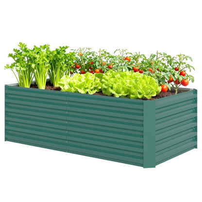 6' x 3' x 2' Raised Garden Bed, Galvanized Planter Box for Growing Flowers, Herbs and Vegetables, Brown