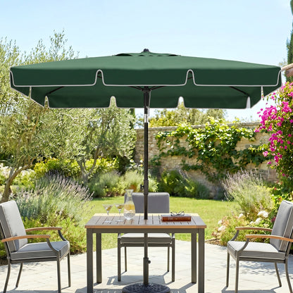 6.5x4ft Rectangle Patio Umbrella Aluminum Tilt Adjustable Garden Parasol Sun Shade Outdoor Canopy Beige