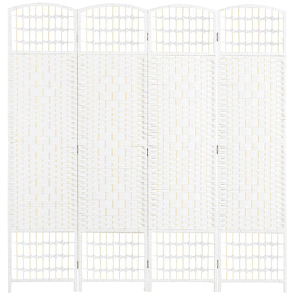 4 Panel Folding Room Divider, Portable Privacy Screen, Wave Fiber Room Partition for Home Office, Black