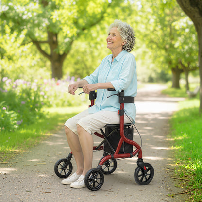 Foldable Rollator Walker with Seat for Seniors, Lightweight Rolling Walker with Adjustable Handles, Green