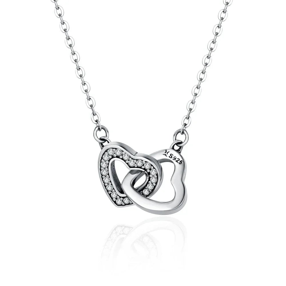 Connected Hearts: Sterling Silver Star/Heart/Cat Pendant Necklace