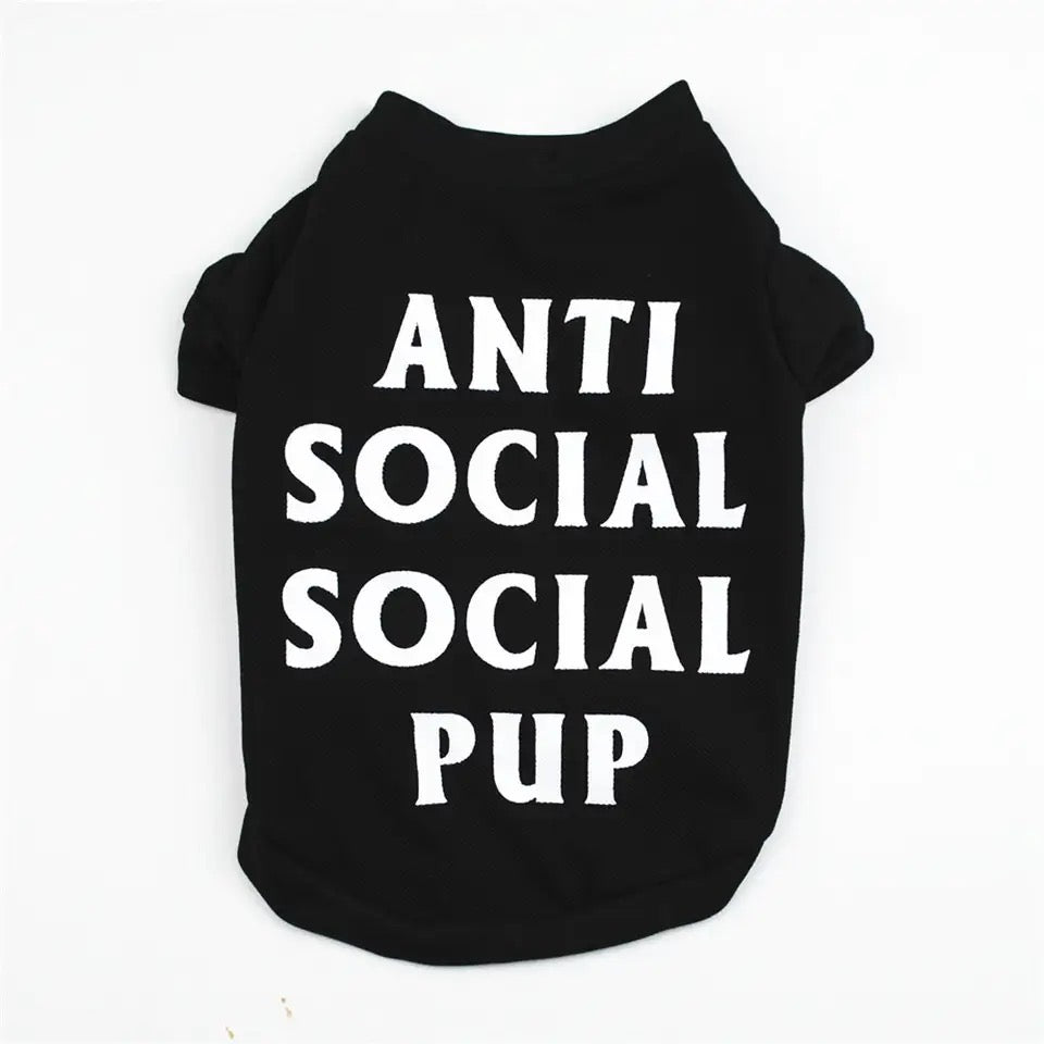 Anti Social Social Pup Tee | Graphic Dog T Shirt