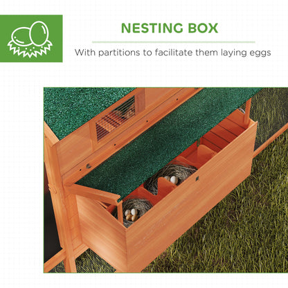 137" Wooden Chicken Coop with Chicken Run, Nesting Box, Dark Grey