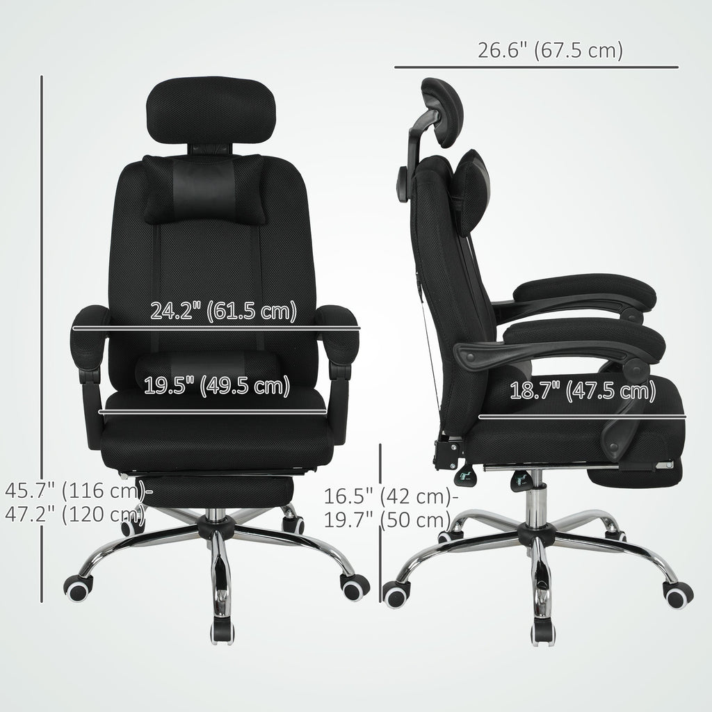 Brady Ergonomic Executive High Back Office Chair with Footrest and Lumbar Support-Black