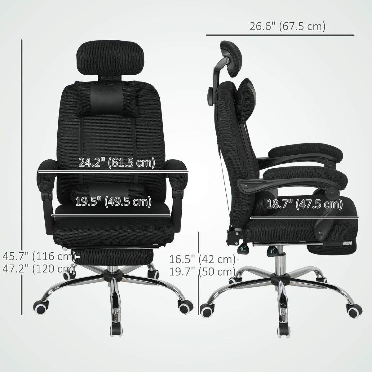 Brady Ergonomic Executive High Back Office Chair with Footrest and Lumbar Support-Black