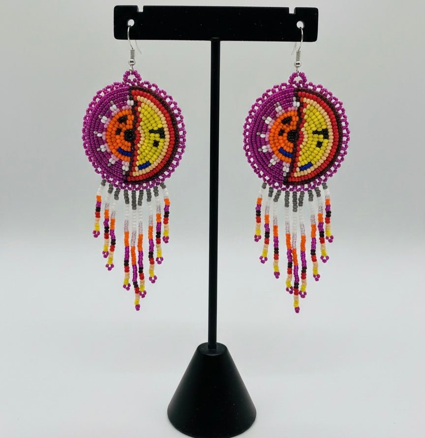 Pink Sun & Moon Beaded Fringe