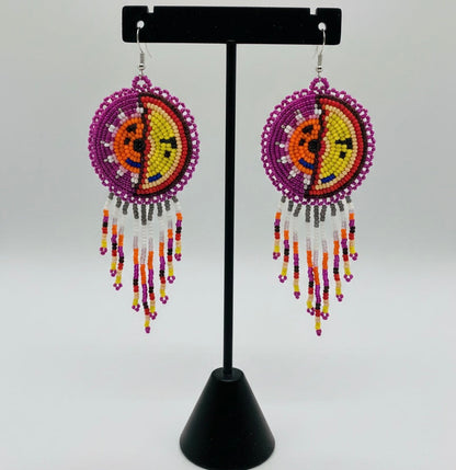 Pink Sun & Moon Beaded Fringe
