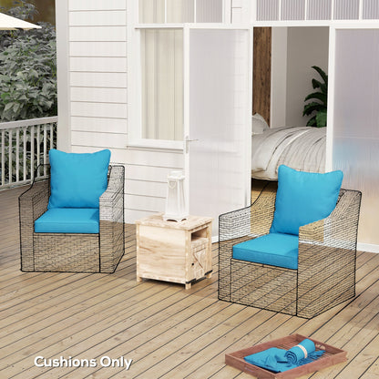 Seat Cushion Back Pillows Replacement Set of 2, Patio Chair Cushions Set for Indoor Outdoor, Blue