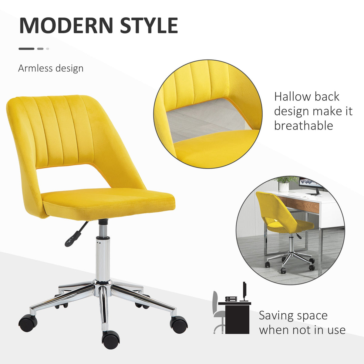 Mid Back Office Chair Velvet Fabric Swivel Scallop Shape Computer Desk Chair, Green