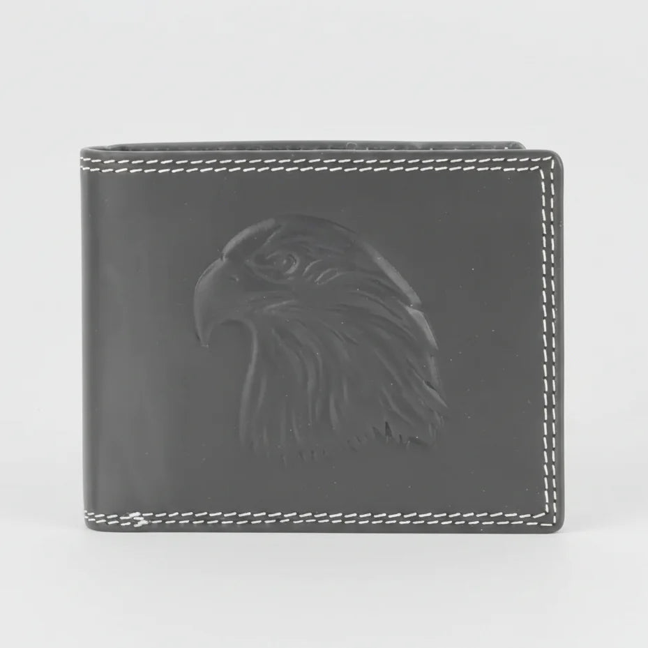 Men’s Cow Leather Eagle Embossed Bifold Wallet