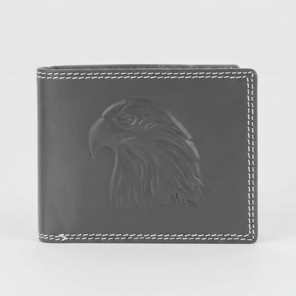 Men’s Cow Leather Eagle Embossed Bifold Wallet