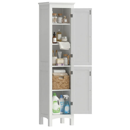 Tall Bathroom Cabinet, Freestanding Storage Organizer with Adjustable Shelves and Cupboards, 15" x 13" x 63", Black