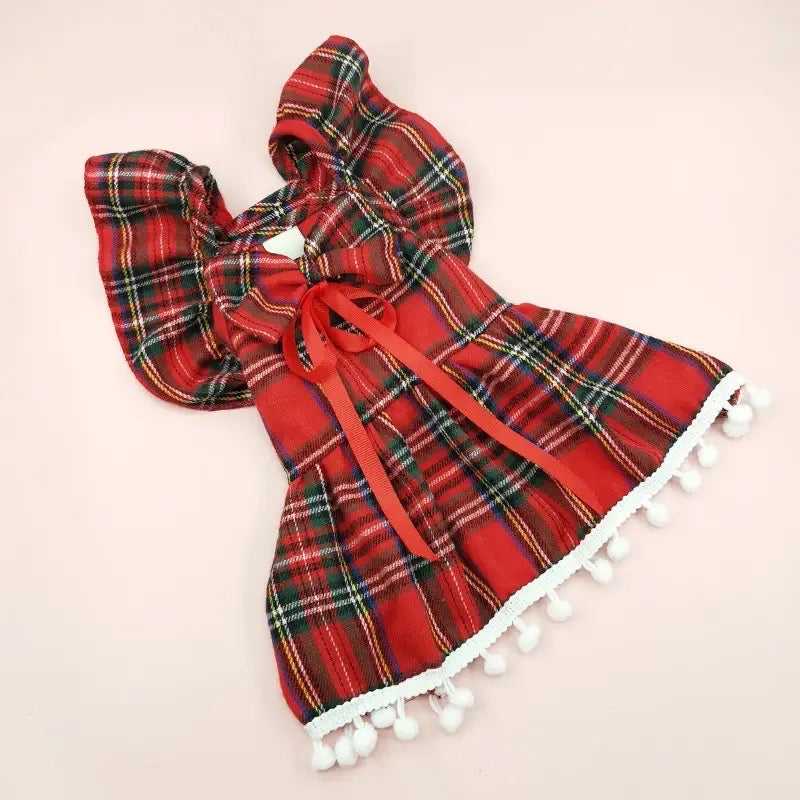 Sleigh Dog Holiday Dress and Bow | Christmas Outfit