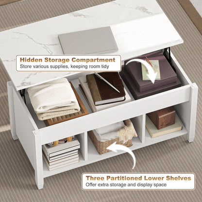 Lift Top Coffee Table, Modern Center Table with Storage Shelves and Hidden Compartment for Living Room, 41" L, Espresso