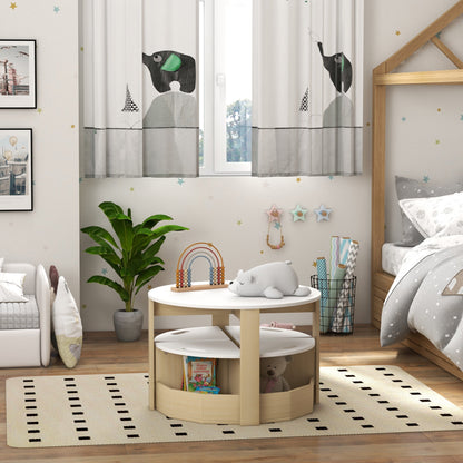 5 Piece Kids Table and Chair Set with Storage for Kids Room, Grey