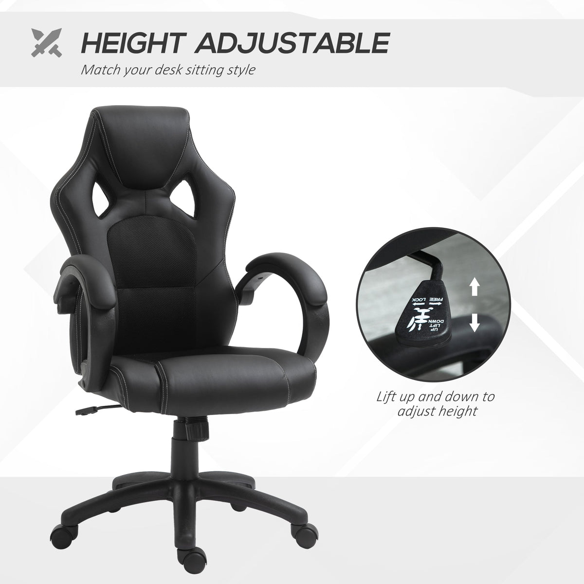 Racing Gaming Chair Office Chair Computer Desk Gamer Chair with Swivel Wheels, Padded Headrest, Tilt Function, Red
