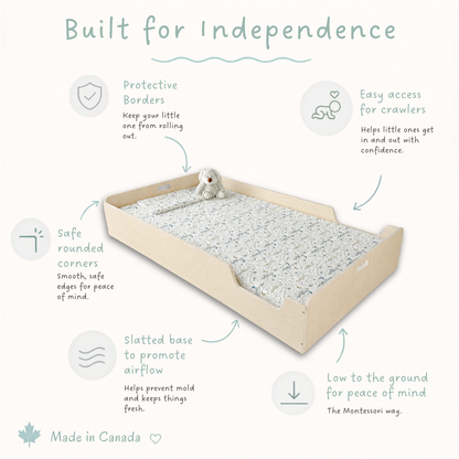 APPLE TWIN - Montessori Floor Bed with Rails