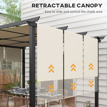 10' x 10' Metal Pergola, Outdoor Pergola with Retractable Canopy, for Garden, Patio, Backyard, Deck, Charcoal Grey