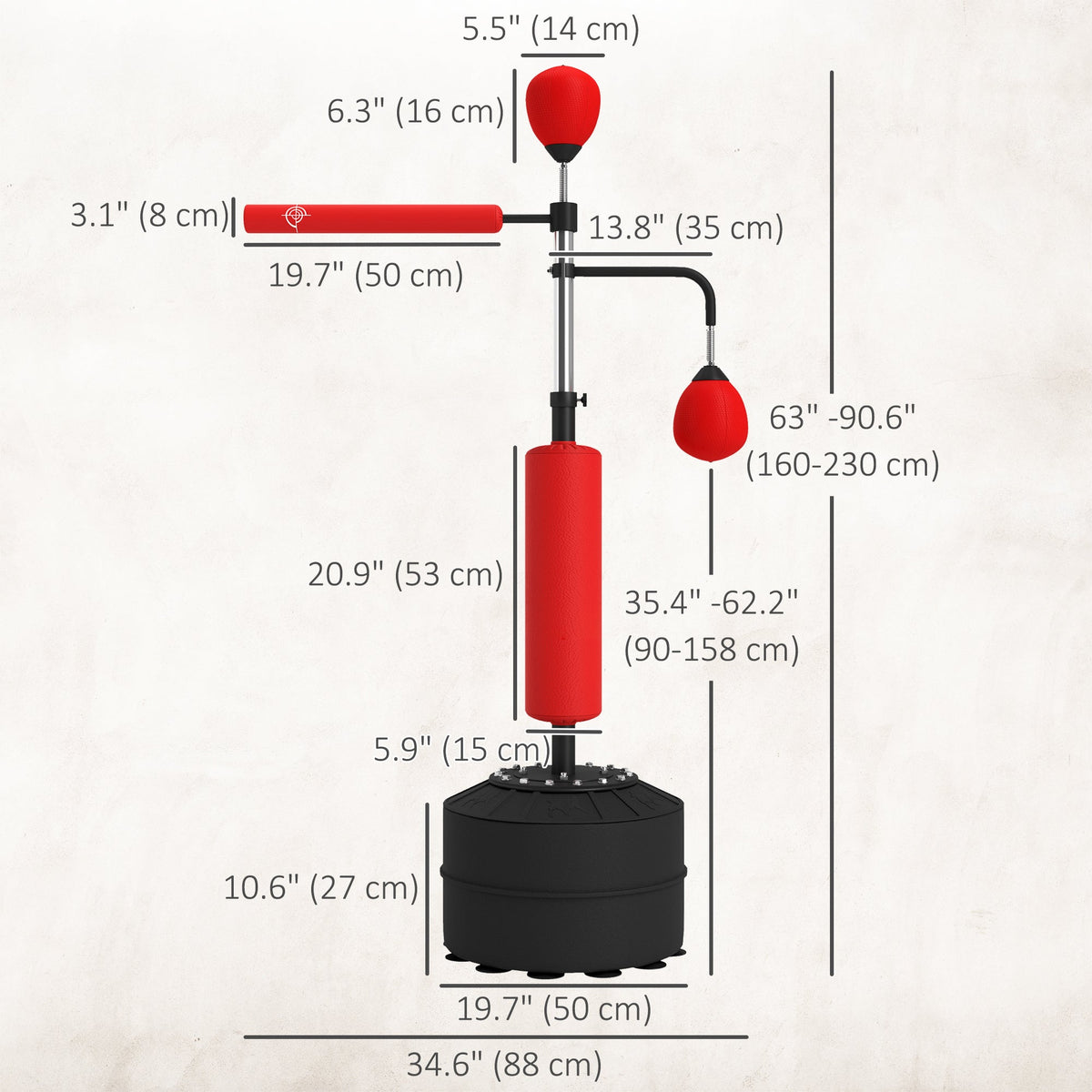 4-in-1 Free Standing Punching Bag, Height Adjustable Boxing Bag with 2 Speed Balls, 360° Reflex Bar, Black