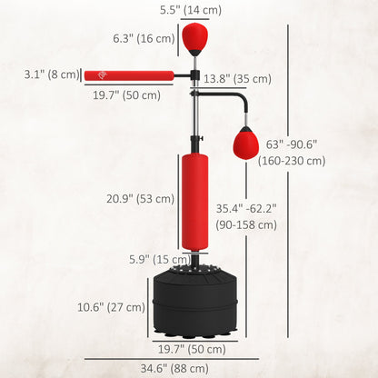 4-in-1 Free Standing Punching Bag, Height Adjustable Boxing Bag with 2 Speed Balls, 360° Reflex Bar, Black