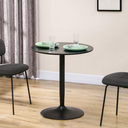Jan Modern Round Dining Table with Steel Base for Small Spaces-Black