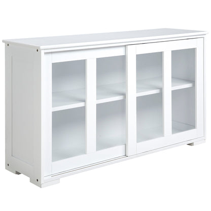Modern Kitchen Sideboard, Stackable Storage Cabinet, Sliding Glass Door Console, Cupboard Serving Buffet for Kitchen & Dining Room, Black