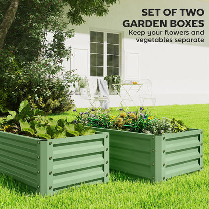Galvanized Raised Garden Beds, Outdoor Planter Box, Set of 2, for Flowers, Herbs and Vegetables, Black