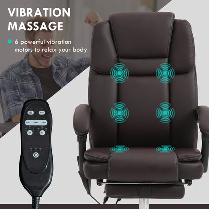 Massage Office Chair, Reclining Executive Office Chair with 6-Point Vibration, Footrest and High Back, Black