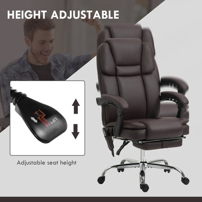 Massage Office Chair, Reclining Executive Office Chair with 6-Point Vibration, Footrest and High Back, Black